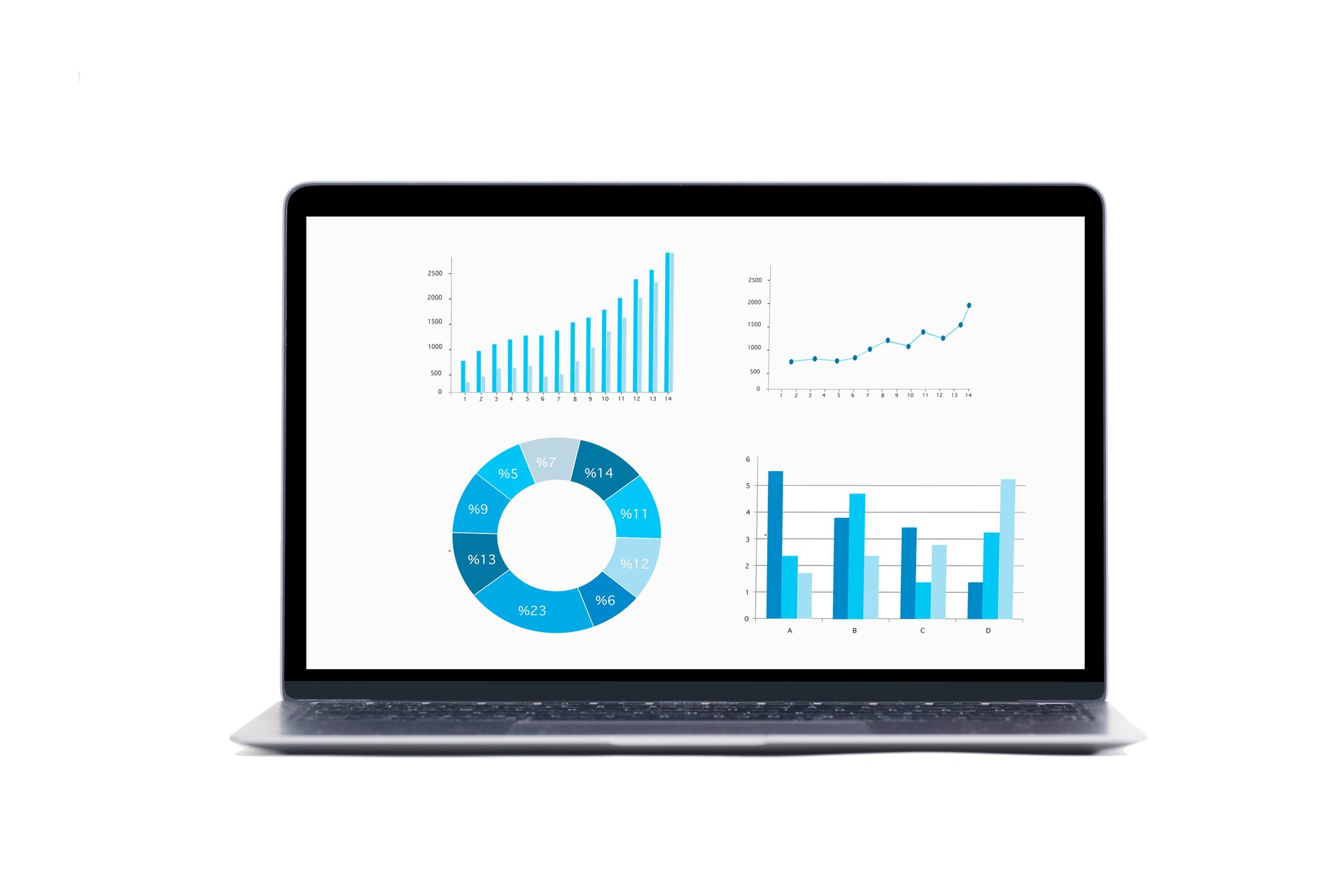 Laptop with infographic screen